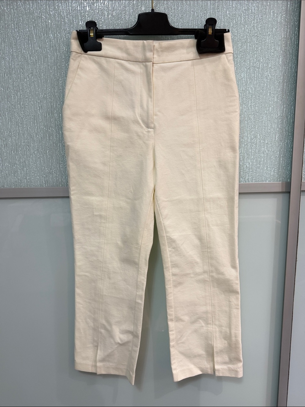 Derek Lam Cream Cropped Straight-Leg Pants